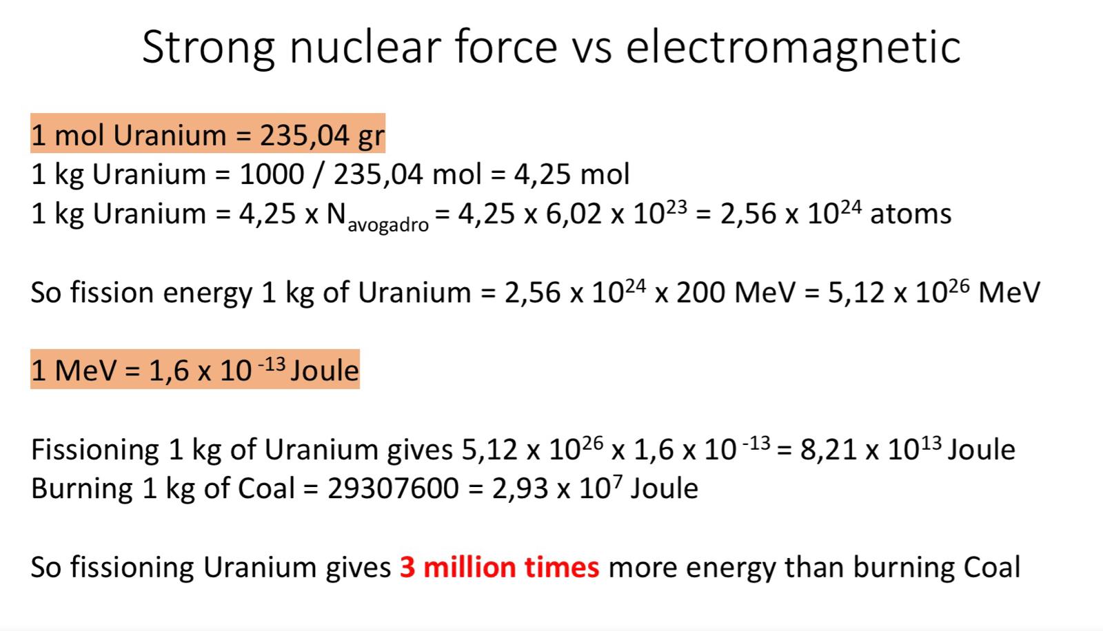 Energiedichtheid van 1 kg uranium vergeleken met fossiele brandstoffen